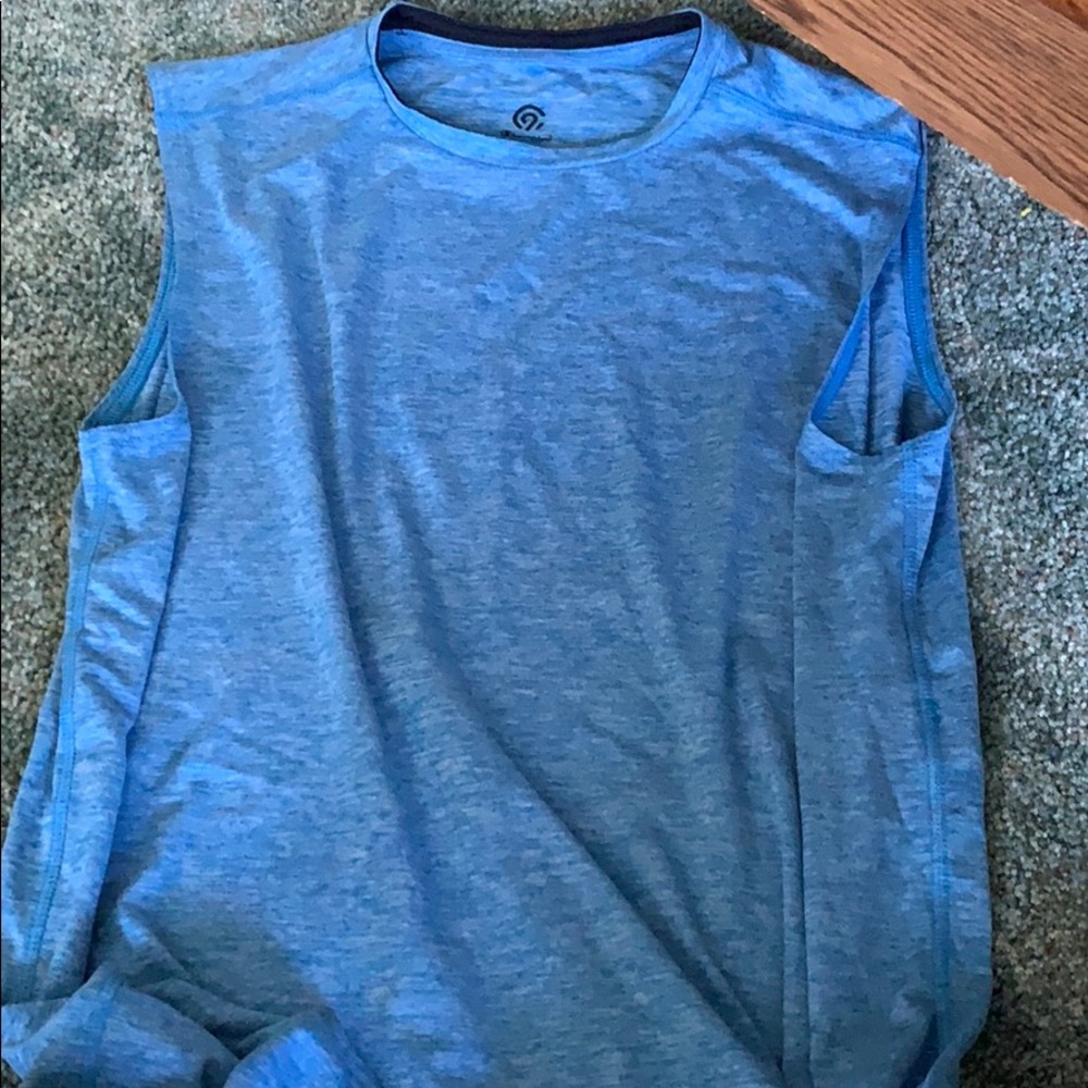 Blue sleeveless shirt